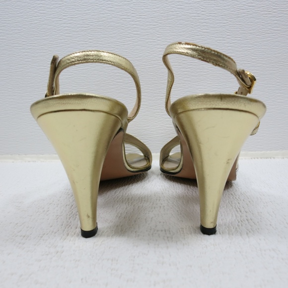 Salvatore Ferragamo Gold Silver Leather Heels 7.5 - Picture 6 of 6